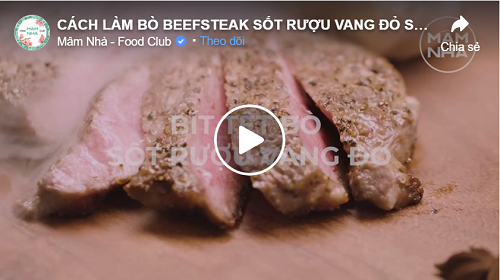 Bò Beefsteak sốt rượu vang đỏ sương khói siêu ảo